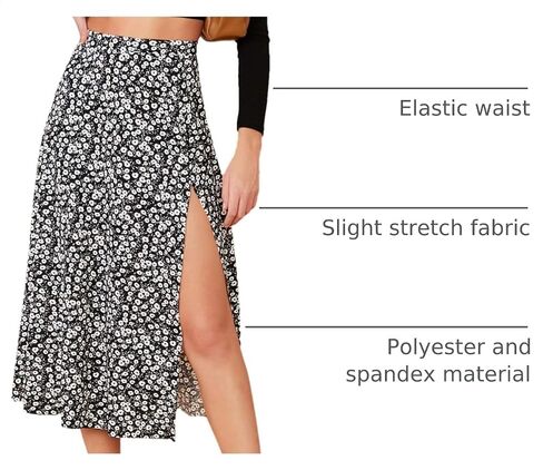 Verdusa Women's Sexy Boho Floral Split Thigh High Waist Swing Midi Skirt in Kuwait