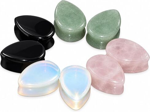 8Pcs 2g-5/8 Oversized Teardrop Ear Gauge Plugs Tunnels Saddle Expander Piercing Jewelry in Kuwait