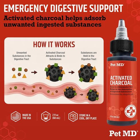 Pet MD Activated Charcoal for Dogs & Cats - First Aid for Ingestion - 60mL in Kuwait