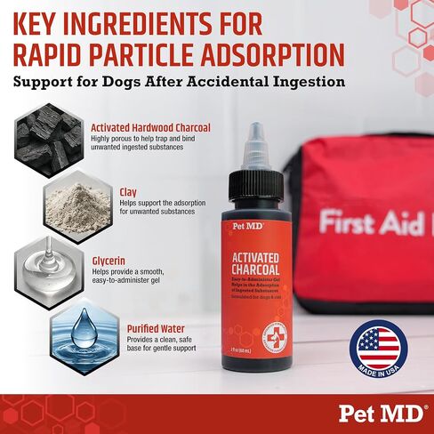 Pet MD Activated Charcoal for Dogs & Cats - First Aid for Ingestion - 60mL in Kuwait