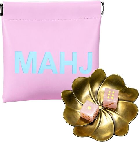 Pink Crystal Mahjong Dice Set with MAHJ Bag and Tray in Kuwait