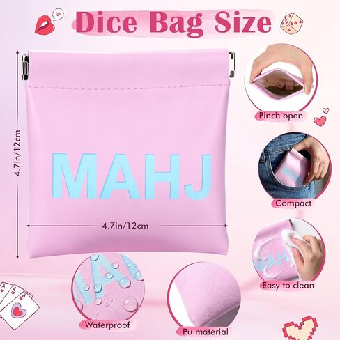 Pink Crystal Mahjong Dice Set with MAHJ Bag and Tray in Kuwait