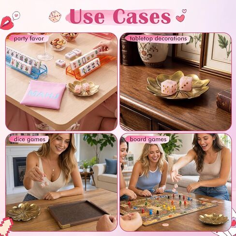 Pink Crystal Mahjong Dice Set with MAHJ Bag and Tray in Kuwait