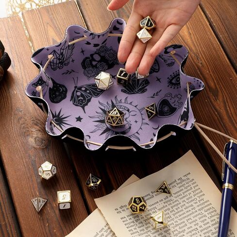 CiyvoLyeen Dice Bag and Tray for Rolling and Storage Black Felt Velvet in Kuwait