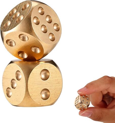 2pcs Brass Dice, 1.5cm/0.59in Vintage Solid Mahjong Dice in Kuwait