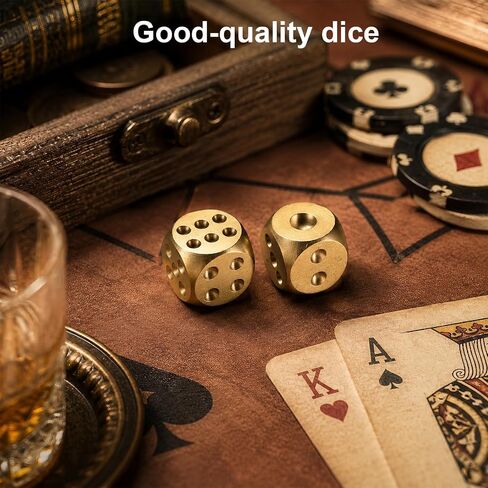 2pcs Brass Dice, 1.5cm/0.59in Vintage Solid Mahjong Dice in Kuwait