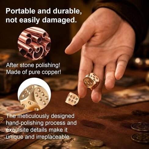 2pcs Brass Dice, 1.5cm/0.59in Vintage Solid Mahjong Dice in Kuwait