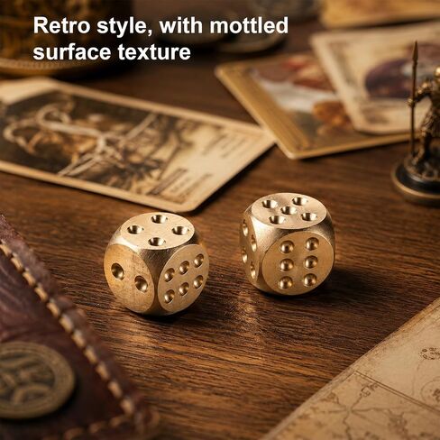 2pcs Brass Dice, 1.5cm/0.59in Vintage Solid Mahjong Dice in Kuwait