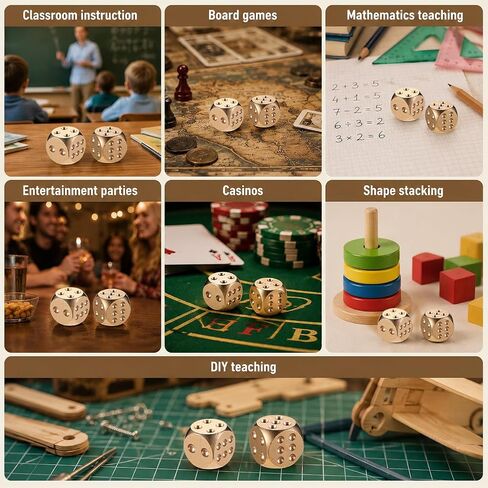2pcs Brass Dice, 1.5cm/0.59in Vintage Solid Mahjong Dice in Kuwait