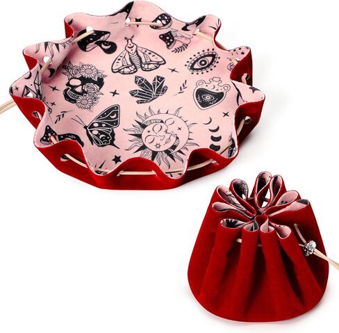 CiyvoLyeen Dice Bag and Tray for Rolling and Storage Black Felt Velvet in Kuwait