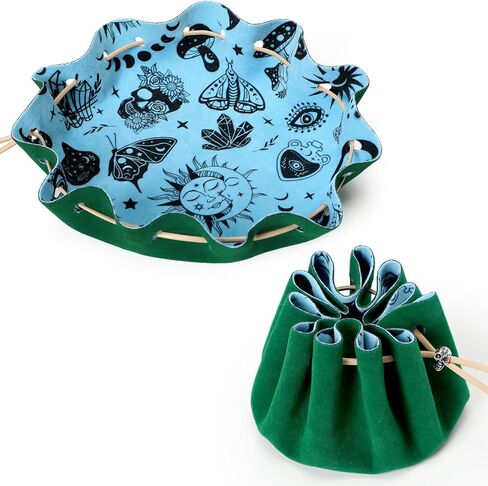 CiyvoLyeen Dice Bag and Tray for Rolling and Storage Black Felt Velvet in Kuwait