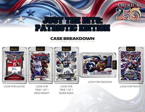 2026 WILD CARD JUST THE Hits: Patriotic Edition America 250 Trading Card Box (1 Comix 1/1 Card Per Box) in Kuwait