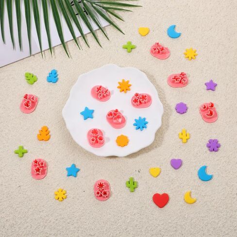 10 PCS Polymer Clay Cutter Shapes, Mini Clay Cutters Flower Leaf Shape for Earrings Making 10 Shapes Heart Star Moon Flower Leaf Cactus in Kuwait