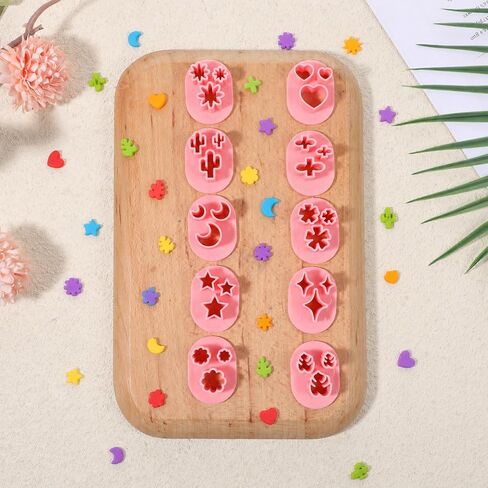 10 PCS Polymer Clay Cutter Shapes, Mini Clay Cutters Flower Leaf Shape for Earrings Making 10 Shapes Heart Star Moon Flower Leaf Cactus in Kuwait