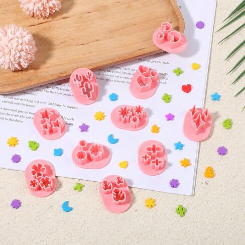10 PCS Polymer Clay Cutter Shapes, Mini Clay Cutters Flower Leaf Shape for Earrings Making 10 Shapes Heart Star Moon Flower Leaf Cactus in Kuwait