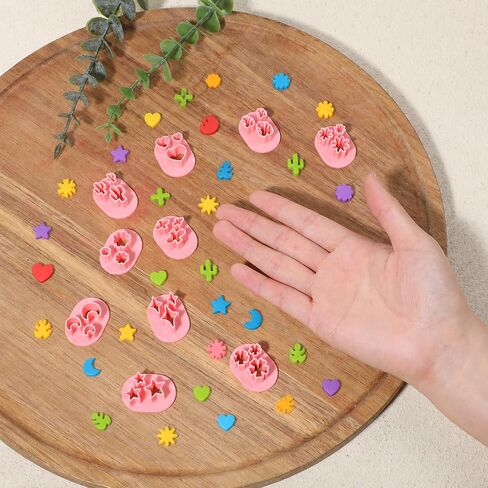 10 PCS Polymer Clay Cutter Shapes, Mini Clay Cutters Flower Leaf Shape for Earrings Making 10 Shapes Heart Star Moon Flower Leaf Cactus in Kuwait