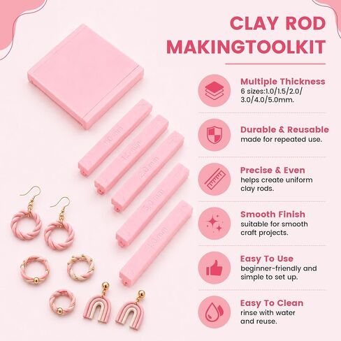 Polymer Clay Bead Roller & Snake Maker, 6 Sizes Strip & Hoop Roller for DIY Earring Jewelry Making in Kuwait