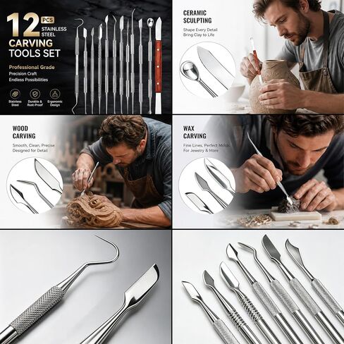 G.CATACC 12Pcs Dental Wax Carving Tools Set, Double End Sculpting Kit in Kuwait