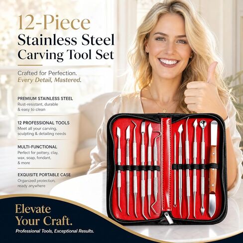 G.CATACC 12Pcs Dental Wax Carving Tools Set, Double End Sculpting Kit in Kuwait
