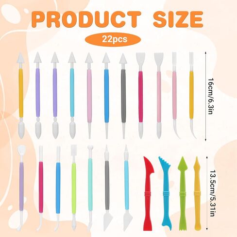 22 Pcs Clays Tools Sculpting Air Dry Clay Tools, Double-Ended Tool Kit Plastic Clay Tool for Adult Set for DIY Pottery Shaping Dotting Modeling Molding Polymer Clays Craft Supplies Accessories in Kuwait