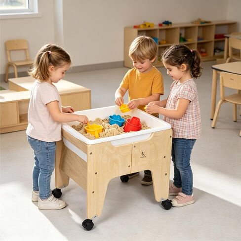 Kids Water&Sand Sensory Table, Indoor&Outdoor Play Table w/Casters in Saudi Arabia