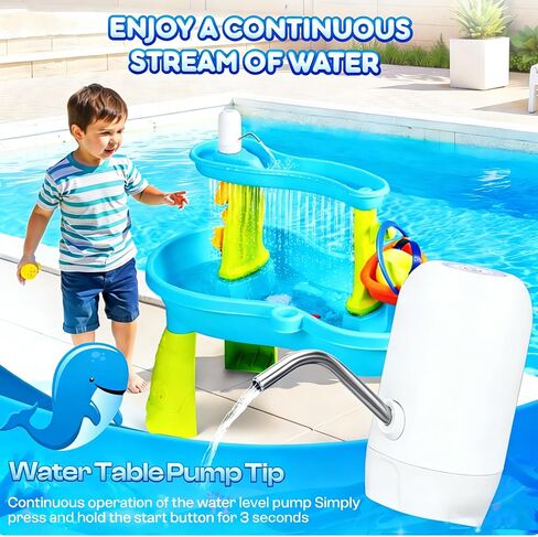 Water Table Pump, Continuous Kids Water Pump for Table, 3 Hours of Non-Stop Work Water Table Accessories Water Pump for Fun Summer Outdoor Water Toys Outside Water Play (White) in Kuwait
