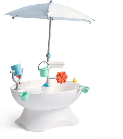 Step2 Sunshine Springs Splash Water Table with CoolBreeze Misting Canopy, Kids Outdoor Water Play Table with Umbrella for Toddlers and Preschoolers, 8 Accessories, Ages 2+, White in Kuwait