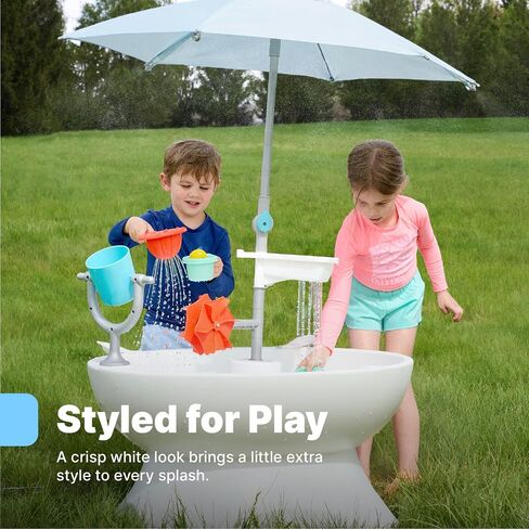 Step2 Sunshine Springs Splash Water Table with CoolBreeze Misting Canopy, Kids Outdoor Water Play Table with Umbrella for Toddlers and Preschoolers, 8 Accessories, Ages 2+, White in Kuwait