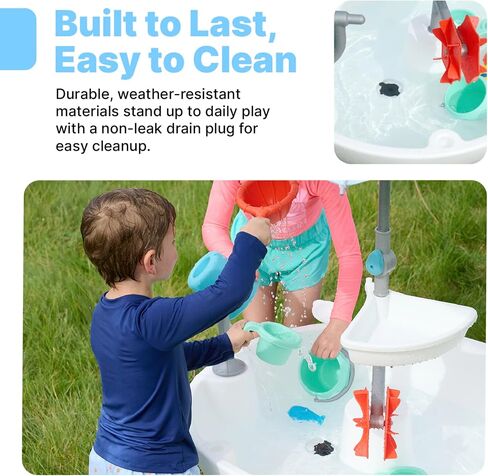 Step2 Sunshine Springs Splash Water Table with CoolBreeze Misting Canopy, Kids Outdoor Water Play Table with Umbrella for Toddlers and Preschoolers, 8 Accessories, Ages 2+, White in Kuwait
