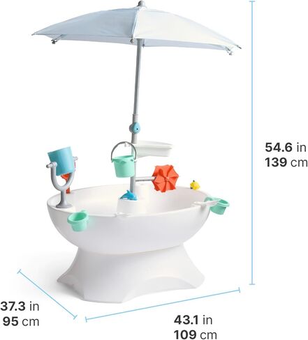 Step2 Sunshine Springs Splash Water Table with CoolBreeze Misting Canopy, Kids Outdoor Water Play Table with Umbrella for Toddlers and Preschoolers, 8 Accessories, Ages 2+, White in Kuwait