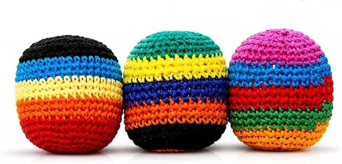 3PCS Hacky Hand-Made Knitted Footbag Set, Crochet Footbags for Adults & Beginners, Assorted Random Color Kick Sack Balls, Juggling Balls for Coordination Training, Outdoor Games, Party Favors in Kuwait