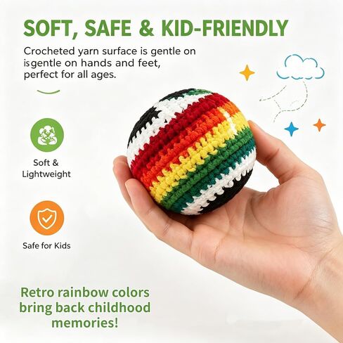 3PCS Hacky Hand-Made Knitted Footbag Set, Crochet Footbags for Adults & Beginners, Assorted Random Color Kick Sack Balls, Juggling Balls for Coordination Training, Outdoor Games, Party Favors in Kuwait