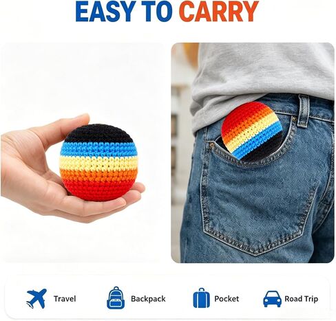 3PCS Hacky Hand-Made Knitted Footbag Set, Crochet Footbags for Adults & Beginners, Assorted Random Color Kick Sack Balls, Juggling Balls for Coordination Training, Outdoor Games, Party Favors in Kuwait