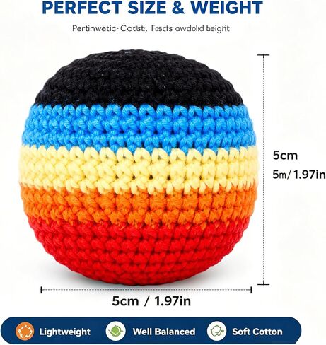 3PCS Hacky Hand-Made Knitted Footbag Set, Crochet Footbags for Adults & Beginners, Assorted Random Color Kick Sack Balls, Juggling Balls for Coordination Training, Outdoor Games, Party Favors in Kuwait