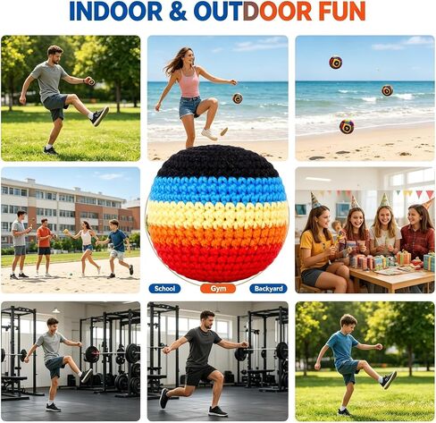 3PCS Hacky Hand-Made Knitted Footbag Set, Crochet Footbags for Adults & Beginners, Assorted Random Color Kick Sack Balls, Juggling Balls for Coordination Training, Outdoor Games, Party Favors in Kuwait