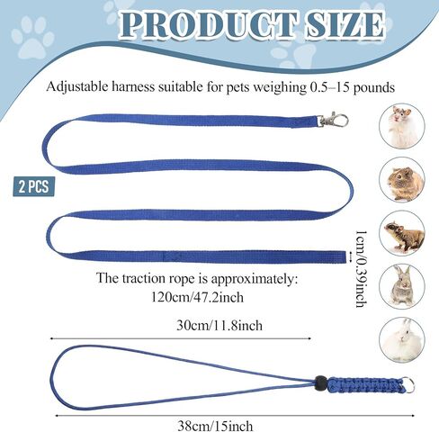 2 Pcs Ferret Harness and Leash Set Adjustable Figure 8 Harness and Leash for Small Animals in Kuwait