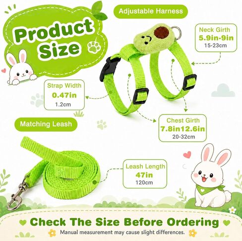 Bunny Rabbit Harness and Leash Set, 4 Pack Adjustable Small Pet Vest Harness with Leash, Soft Fabric Comfortable Fit for Bunny, Ferret, Kitten, Puppy and Guinea Pig in Kuwait