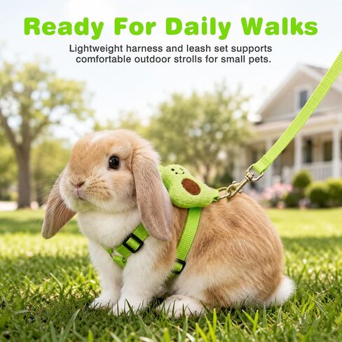Bunny Rabbit Harness and Leash Set, 4 Pack Adjustable Small Pet Vest Harness with Leash, Soft Fabric Comfortable Fit for Bunny, Ferret, Kitten, Puppy and Guinea Pig in Kuwait