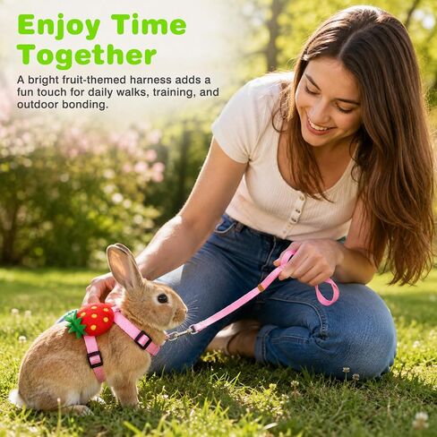 Bunny Rabbit Harness and Leash Set, 4 Pack Adjustable Small Pet Vest Harness with Leash, Soft Fabric Comfortable Fit for Bunny, Ferret, Kitten, Puppy and Guinea Pig in Kuwait
