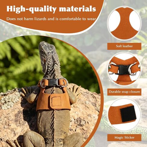 Bearded Dragon Harness and Leash Set, 3 Pack Adjustable Vest Harnesses with 6.5 ft Nylon Leash, Small Animal Traction Rope Training Walking Vest Accessories for Reptile Squirrel Rat in Kuwait