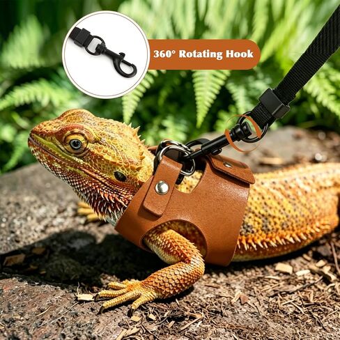 Bearded Dragon Harness and Leash Set, 3 Pack Adjustable Vest Harnesses with 6.5 ft Nylon Leash, Small Animal Traction Rope Training Walking Vest Accessories for Reptile Squirrel Rat in Kuwait