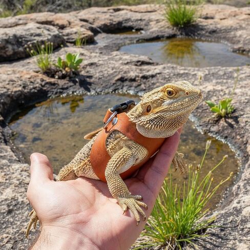 Jeffdad 3 Pcs Bearded Dragon Leash and Harness Leather Lizard Harness Leash in Kuwait