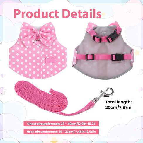 Adjustable Escape Proof Vest Cute Bunny Vest Hamster Leash Set Bunny Harness and Leash Set Soft Breathable Mesh Rabbit Leashes Vests with Safety Buckles for Rabbits Kittens Guinea Pigs Small Pets in Kuwait