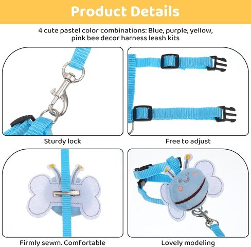 4 Sets Adjustable Bunny Harness Leash, Pet Cute Vest Harness Leash in Kuwait