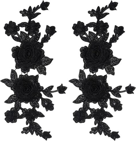 Ymapinc 2PCS Black Appliques Embellishments,Embroidered lace Appliques in Kuwait