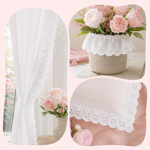 Cotton Eyelet Ruffle Trim Sewing White Scalloped Edge Lace By the Yard in Kuwait