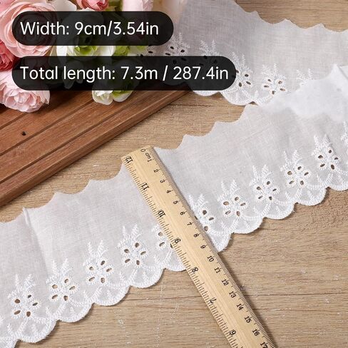 Cotton Eyelet Ruffle Trim Sewing White Scalloped Edge Lace By the Yard in Kuwait