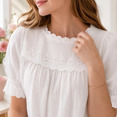 Cotton Eyelet Ruffle Trim Sewing White Scalloped Edge Lace By the Yard in Kuwait