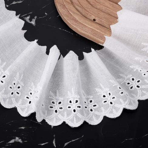 Cotton Eyelet Ruffle Trim Sewing White Scalloped Edge Lace By the Yard in Kuwait