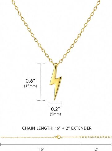 Amnoz 14K Yellow Gold Plated Lightning Bolt Pendent Necklaces in Saudi Arabia